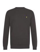 Grid Knit Crew Neck Jumper Tops Knitwear Round Necks Grey Lyle & Scott