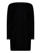 Beaded-Trim Velvet Cocktail Dress Kort Kjole Black Lauren Ralph Lauren