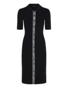 Sslv Logo Knit Dress Knelang Kjole Black Karl Lagerfeld