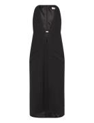 Tailored Wool V-Neck Dress Knelang Kjole Black Filippa K