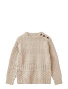 Nova Knit Pattern Pullover Tops Knitwear Pullovers Cream Fliink