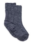 Cotton Rib Tights Sokker Strømper Blue Mp Denmark