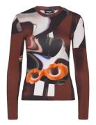 Dreamy Tops T-shirts & Tops Long-sleeved Brown Desigual