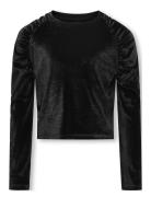 Kogsille L/S Velvet Detail Top Jrs Tops Shirts Long-sleeved Shirts Bla...