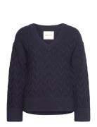 Herringb V-Neck Tops Knitwear Jumpers Navy GANT