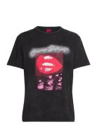 Damacia_2 Tops T-shirts & Tops Short-sleeved Black HUGO