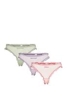 3-Pack Low Frilled Mesh Thongs Lingerie Panties Brazilian Panties Pink...