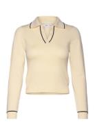 Knitted Polo-Neck Sweater Tops Knitwear Jumpers Beige Mango