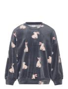 Sweater Velour Aop Rabbit Tops Sweat-shirts & Hoodies Sweat-shirts Gre...