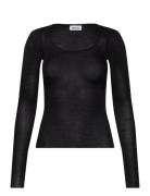 Sheer Long Sleeve Top Tops T-shirts & Tops Long-sleeved Black Weekday