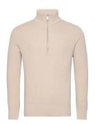 Slhrodney Ls High Neck Half Zip W Tops Knitwear Half Zip Jumpers Cream...