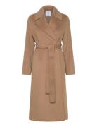 Wool Coat With Handmade Belt Ullfrakk Frakk Beige Mango