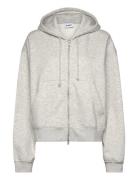 Boxy Zip Hoodie Tops Sweat-shirts & Hoodies Hoodies Grey Weekday