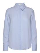 Fluid Long-Sleeved Shirt Tops Shirts Long-sleeved Blue Mango