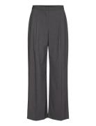 Wideleg Pleated Trousers Bottoms Trousers Suitpants Grey Mango