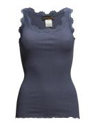 Rwbabette Silk Sl U-Neck Long Lace Tops T-shirts & Tops Sleeveless Nav...