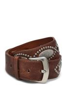 Metal Appliqué Belt Belte Brown Mango