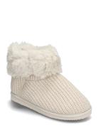 Knit Boot Slippers Slippers Tøfler White Hunkemöller