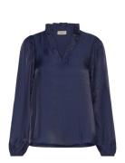 Fryolanda Bl 2 Tops Blouses Long-sleeved Navy Fransa