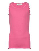 Beatha Silk Top W/ Lace Tops T-shirts Sleeveless Pink Rosemunde Kids