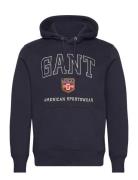 Graphic Hoodie Tops Sweat-shirts & Hoodies Hoodies Navy GANT