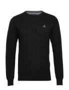 Cotton Pique C-Neck Tops Knitwear Round Necks Black GANT