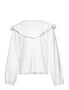 Embroidered Detail T-Shirt Tops Blouses & Tunics White Mango