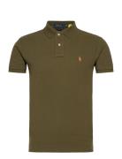 Basic Mesh-Ssl-Knt Tops Polos Short-sleeved Khaki Green Polo Ralph Lau...