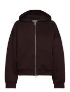 Over D Scuba Zip-Hoodie Tops Sweat-shirts & Hoodies Hoodies Brown Week...