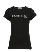 Institutional Slim T-Shirt Tops T-shirts Short-sleeved Black Calvin Kl...