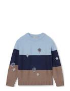 Alon Balloon Pullover Tops Knitwear Pullovers Blue Fliink