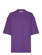 Washed Over D T-Shirt Tops T-shirts & Tops Short-sleeved Purple Weekda...