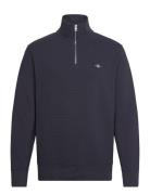 Texture Half-Zip Tops Sweat-shirts & Hoodies Sweat-shirts Blue GANT