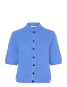 Alphagz Ss Short Cardigan Tops Knitwear Cardigans Blue Gestuz