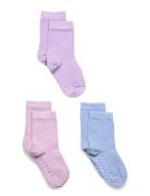 Sock 3 P Sg Solid Antislip Strømper Non-slip Purple Lindex