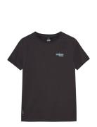 T-Shirt Backprint Wave Tops T-shirts Short-sleeved Black Indian Blue J...