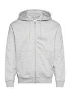 Standard Zip Hoodie Tops Sweat-shirts & Hoodies Hoodies Grey Weekday