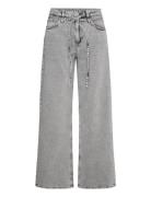 Low Waisted Relaxed Twill Trousers Bottoms Jeans Wide Grey Monki