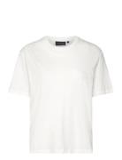 Linen Blend Boxy Tee Tops T-shirts & Tops Short-sleeved White Lexingto...