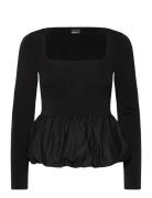 Peplum Top Tops T-shirts & Tops Long-sleeved Black Gina Tricot