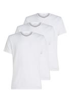 S/S Crew Neck 3Pk Tops T-shirts Short-sleeved White Calvin Klein