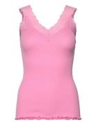 Rwbernadine Organic Cotton Sl Lace Tops T-shirts & Tops Sleeveless Pin...