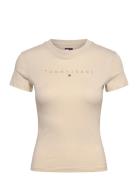 Tjw Slim Tonal Linear Tee Ext Tops T-shirts & Tops Short-sleeved Beige...