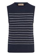 Mmaubin Sl Stripe Knit Top Tops Knitwear Jumpers Navy MOS MOSH