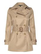 Double-Breasted Cotton-Blend Trench Coat Trench Coat Kåpe Beige Lauren...