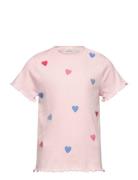 T-Shirt Ss Rib Tops T-shirts Short-sleeved Pink Minymo