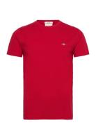 Slim Pique Ss T-Shirt Tops T-shirts Short-sleeved Red GANT