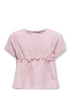 Kmgthyra Life S/S Top Wvn Noos Tops Blouses & Tunics Pink Kids Only