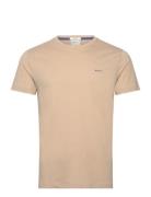 Contrast Logo Ss T-Shirt Tops T-shirts Short-sleeved Beige GANT