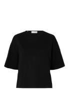 Slfpenny Ss Embroidered Tee Tops T-shirts & Tops Short-sleeved Black S...